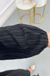 Sare Fashion Textured Fabric Elastic Sleeve Shirt Black