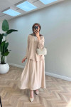 Sare Fashion Button Detailed Aerobin Shirt Set Beige