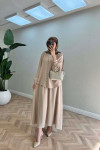 Sare Fashion Button Detailed Aerobin Shirt Set Beige