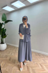 Sare Fashion Button Detailed Aerobin Shirt Set Gray