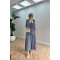 Sare Fashion Button Detailed Aerobin Shirt Set Gray