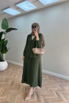 Sare Fashion Button Detailed Aerobin Shirt Set Khaki