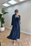 Sare Fashion Button Detailed Aerobin Shirt Set Navy Blue