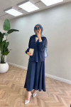 Sare Fashion Button Detailed Aerobin Shirt Set Navy Blue