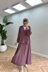Sare Fashion Button Detailed Aerobin Shirt Set Purple