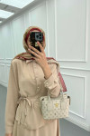 Sare Fashion Button Detailed Tie Suit Beige