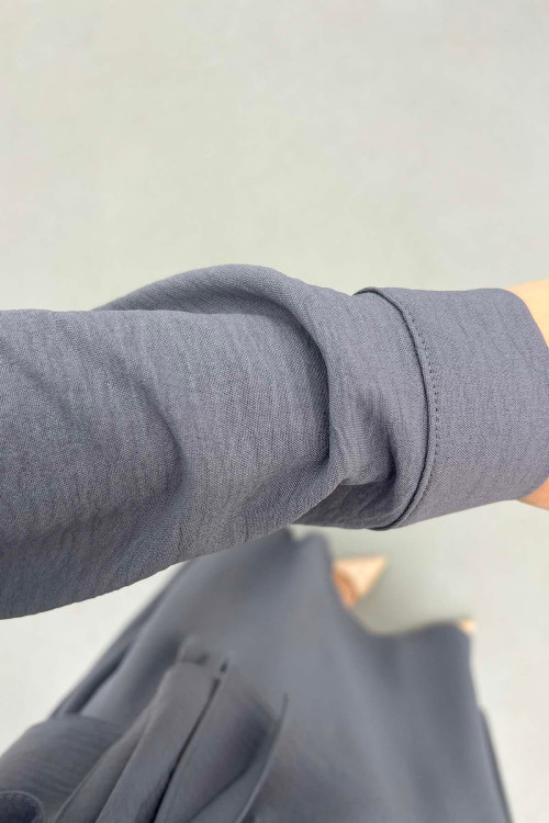Sare Fashion Button Detailed Tie Suit Gray