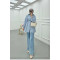 Sare Fashion Button Detailed Balloon Sleeve Shirt Baby Blue