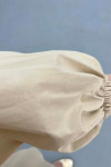 Sare Fashion Button Detailed Balloon Sleeve Shirt Beige
