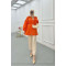 Sare Fashion Button Detailed Balloon Sleeve Shirt Orange