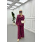 Sare Fashion Button Detailed Baby Collar Trouser Suit Claret Red