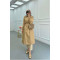 Sare Fashion Button Detailed Pocket Trench Coat Milky Coffee