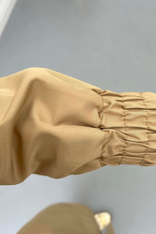 Sare Fashion Button Detailed Pocket Trench Coat Milky Coffee
