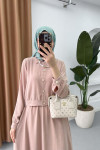 Sare Fashion Button Detailed Skirt Suit Beige