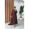 Sare Fashion Button Detailed Skirt Suit Brown