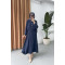 Sare Fashion Button Detailed Skirt Suit Navy Blue
