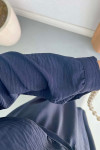 Sare Fashion Button Detailed Skirt Suit Navy Blue