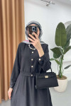 Sare Fashion Button Detailed Skirt Suit Black