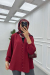 Sare Fashion Button Detailed Shirt Claret Red