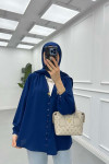 Sare Fashion Button Detailed Shirt Navy Blue