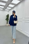 Sare Fashion Button Detailed Shirt Navy Blue