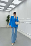 Sare Fashion Button Detailed Shirt Blue