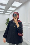 Sare Fashion Button Detailed Shirt Black