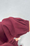 Sare Fashion Button Detailed Elastic Sleeve Set Claret Red