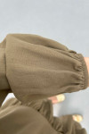Sare Fashion Button Detailed Elastic Sleeve Suit Khaki