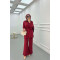 Sare Fashion Button Detailed Trouser Suit Claret Red