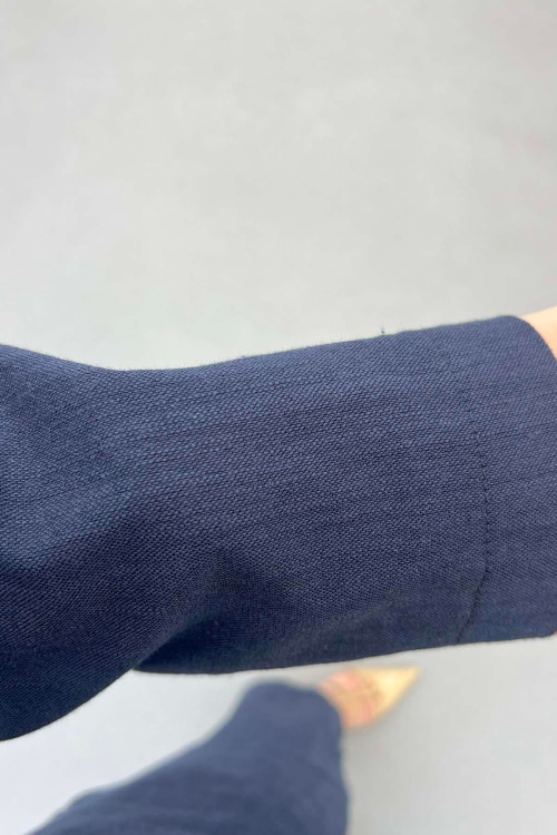 Sare Fashion Button Detailed Trouser Suit Navy Blue