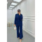 Sare Fashion Button Detailed Trouser Suit Navy Blue