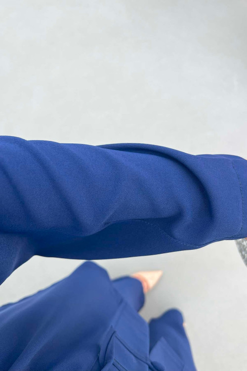 Sare Fashion Button Detailed Trouser Suit Navy Blue