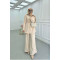 Sare Fashion Button Detailed Trouser Suit Powder