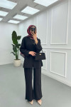 Sare Fashion Button Detailed Trouser Suit Black
