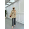Sare Fashion Button Detailed Pleated Shirt Beige