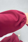 Sare Fashion Button Detailed Pleated Shirt Claret Red