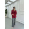 Sare Fashion Button Detailed Pleated Shirt Claret Red