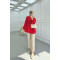 Sare Fashion Button Detail Pleated Shirt Red