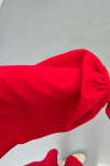 Sare Fashion Button Detail Pleated Shirt Red