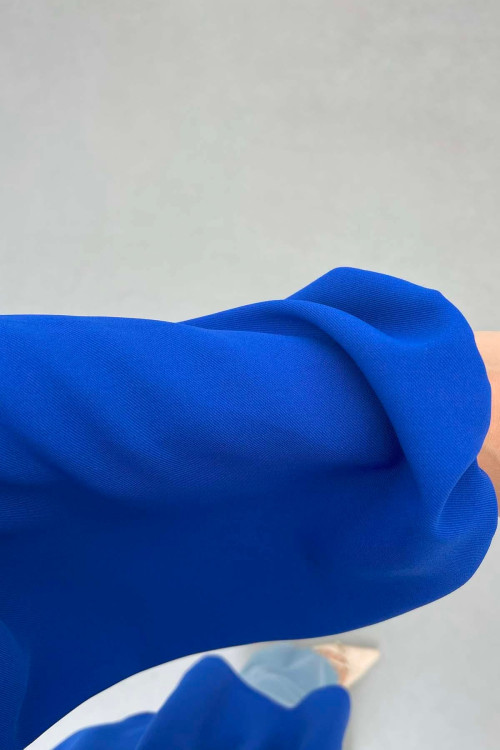 Sare Fashion Button Detailed Pleated Shirt Saxe Blue