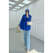 Sare Fashion Button Detailed Pleated Shirt Saxe Blue
