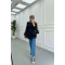 Sare Fashion Button Detailed Pleated Shirt Black