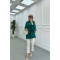 Sare Fashion Button Detail Pleated Shirt Emerald Green
