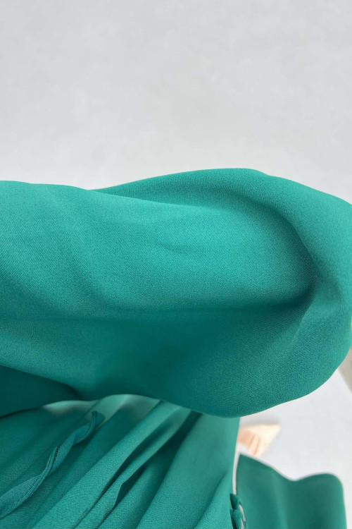 Sare Fashion Button Detail Pleated Shirt Emerald Green