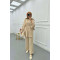 Sare Fashion Button Detailed Pleated Suit Beige