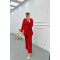 Sare Fashion Button Detailed Pleated Suit Red