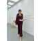 Sare Fashion Button Detailed Pleated Suit Plum
