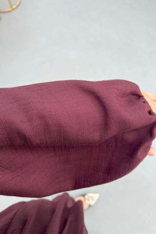 Sare Fashion Button Detailed Pleated Suit Plum