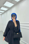 Sare Fashion Button Detailed Pleated Suit Black